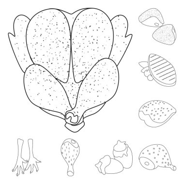Gıda ve ızgara sembolü vektör illüstrasyon. Web için gıda ve kuş stok sembolü toplama.