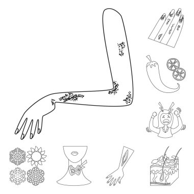 Hastalık ve sağlık simgesi izole nesne. Stok için hastalık ve ağrı vektör simgesi seti.