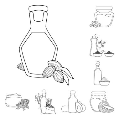 Sağlıklı ve sebze logosu izole nesne. Stok için sağlıklı ve organik vektör simgesinin toplanması.