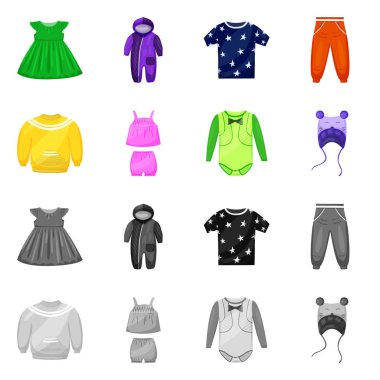 Moda ve giysi logo vektör Illustration. Moda ve pamuk stok vektör çizim seti.