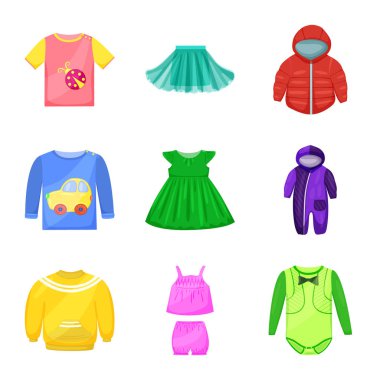 Bebek ve çocuk işaretinin izole nesnesi. Stok için bebek ve çocuk vektör simgesi kümesi.