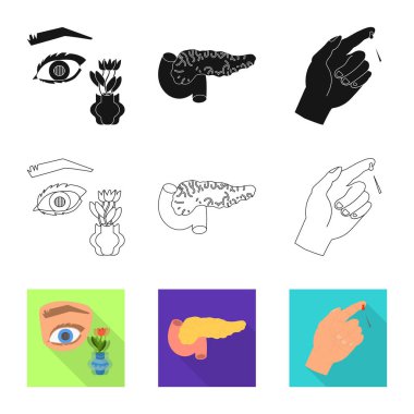 Diyet ve tedavi simge vektör tasarımı. Hisse senedi için diyet ve tıp vektör simge kümesi.