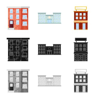 Belediye vektör çizim ve Merkez kutsal kişilerin resmi. Belediye ve Emlak hisse senedi simgesi için web topluluğu.