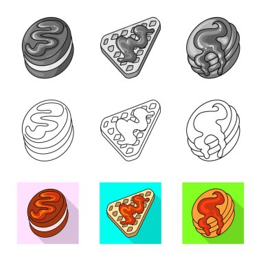 Şekerleme ve mutfak simge vektör Illustration. Şekerlemeler ve hisse senedi için ürün vektör simge koleksiyonu.