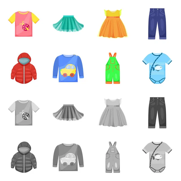 Isolated object of fashion and garment icon. Collection of fashion and cotton stock vector illustration. — Stock Vector