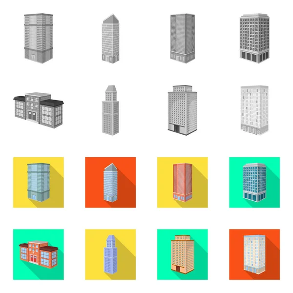 Projeto vetorial de construção e logotipo do edifício. Conjunto de construção e ilustração do vetor de estoque imobiliário . — Vetor de Stock