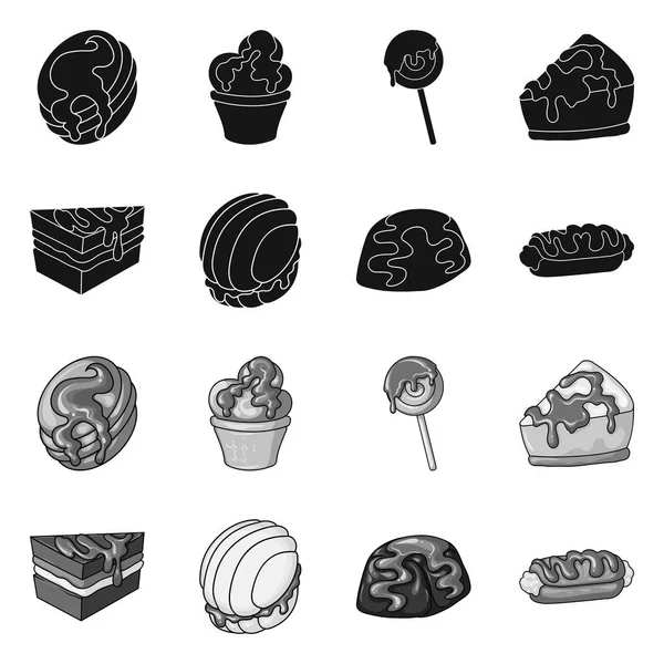 Geïsoleerde object van zoetwaren en culinaire logo. Verzameling van zoetwaren en product voorraad vectorillustratie. — Stockvector