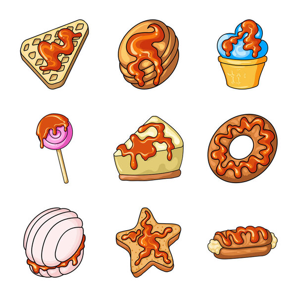 Vector design of dessert and sweet logo. Set of dessert and food vector icon for stock.