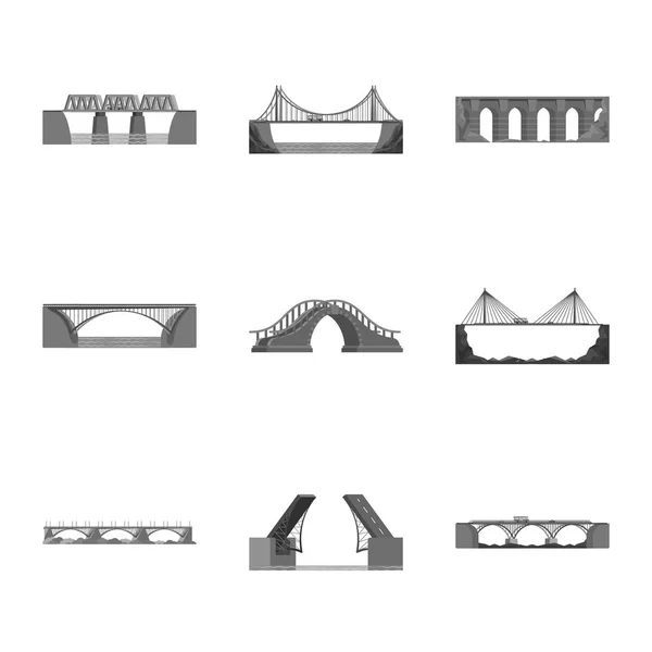 Diseño vectorial de diseño y símbolo de construcción. Colección de diseño y puente stock vector ilustración . — Vector de stock
