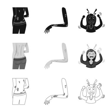 Tıp vektör çizim ve ağrı oturum açın. Hastalık hisse senedi vektör çizim ve tıp topluluğu.