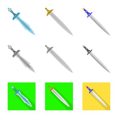 Oyun ve zırh işareti vektör tasarımı. Oyun kümesi ve hisse senedi için bıçak vektör simgesi.