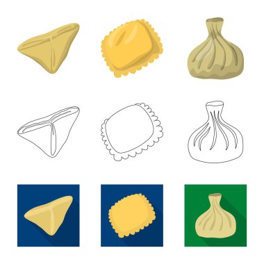 Ürünler ve pişirme logo yalıtılmış nesne. Ürünler ve hisse senedi için meze vektör simge kümesi.