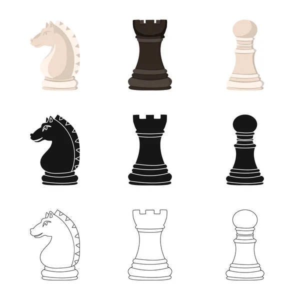 Isoliertes Schachmatt-Objekt mit dünnem Logo. Sammlung von Schachmatt und Zielvektorsymbol für Aktien. — Stockvektor