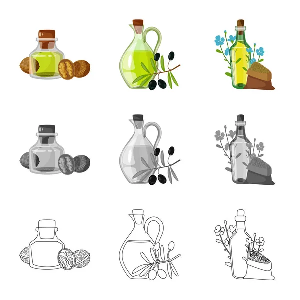 Disegno vettoriale di simbolo sano e vegetale. Set di icone vettoriali sani e agricoli per lo stock . — Vettoriale Stock