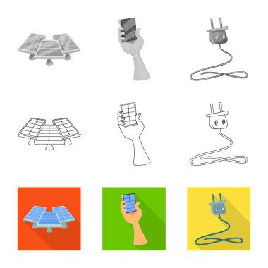 Yenilik ve teknoloji simgesi yalıtılmış nesne. Yenilik ve hisse senedi için doğa vektör simge kümesi.