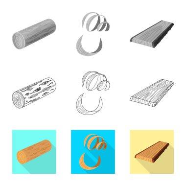 Ağaç ve ham simge vektör Illustration. Ağaç ve inşaat hisse senedi simgesi için web topluluğu.