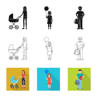 Karakter ve avatar logo vektör tasarımı. Hisse senedi için karakter ve portre vektör simge kümesi.