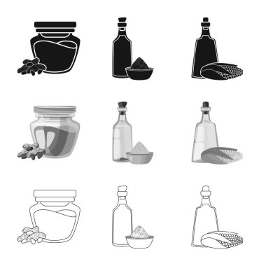 Sağlıklı ve sebze logo vektör tasarımı. Sağlıklı kümesi ve web için tarım hisse senedi simgesi.