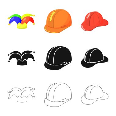 Tasarım Giyim ve kap işareti vektör. Giyim ve hisse senedi için bere vektör simge koleksiyonu.