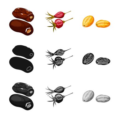 Gıda ve ham işaret yalıtılmış nesne. Gıda ve doğa hisse senedi vektör çizim seti.