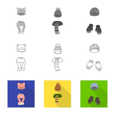 Giysi ve doku yalıtılmış nesne simgesi. Elbiselerini ayarla ve stok vektör çizim hava.