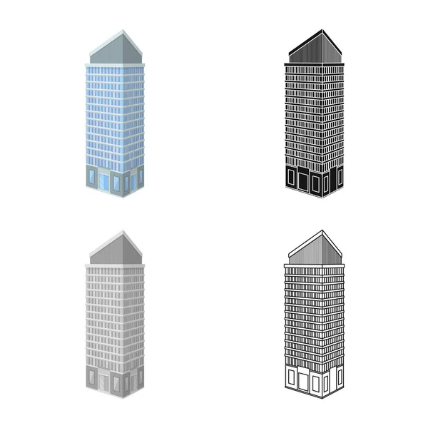 Vector illustration of skyscraper and office symbol. Set of skyscraper and department stock symbol for web. — Stock Vector