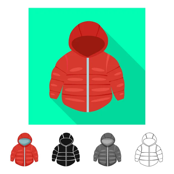 A kabát és a téli szimbólum izolált tárgya. Szett kabát és újszülött szimbólum a web. — Stock Vector