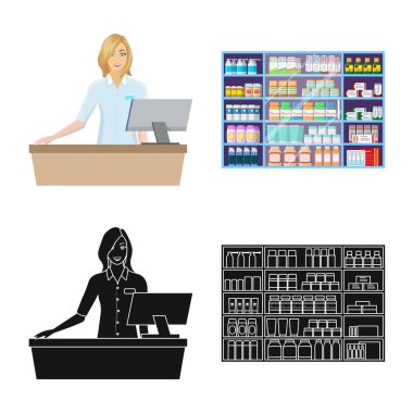 Perakende ve sağlık simge vektör Illustration. Perakende ve sağlık hisse senedi vektör çizim topluluğu.