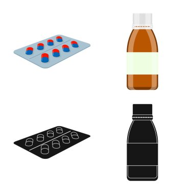 Perakende ve sağlık işareti vektör çizimi. Hisse senedi için perakende ve sağlık vektör simge kümesi.