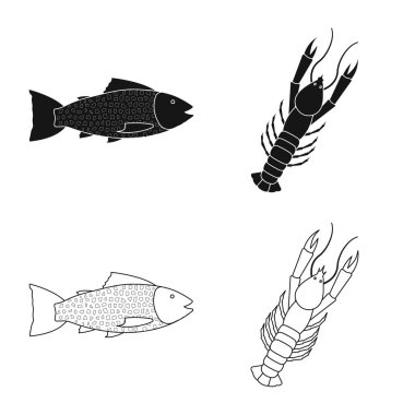 Taze yalıtılmış nesne ve restoran oturum açın. Taze ve deniz hisse senedi simgesi için web topluluğu.