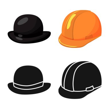 Giyim ve kap logo vektör Illustration. Giyim ve hisse senedi için bere vektör simge koleksiyonu.