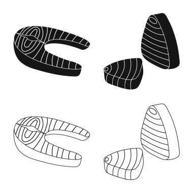 Taze ve Restoran logosu yalıtılmış nesne. Hisse senedi için taze ve deniz vektör simge topluluğu.