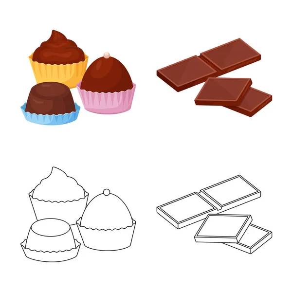 Vektor design av god mat och smaskiga tecken. Insamling av mat och bruna lager vektorillustration. — Stock vektor