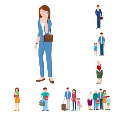 Aile ve insanların vektör illüstrasyon işareti. Stok için aile ve avatar vektör simgesinin toplanması.