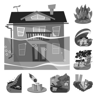 Doğa ve kıyamet logosu vektör illüstrasyon. Stok lar için doğa ve çevre vektör simgesi kümesi.