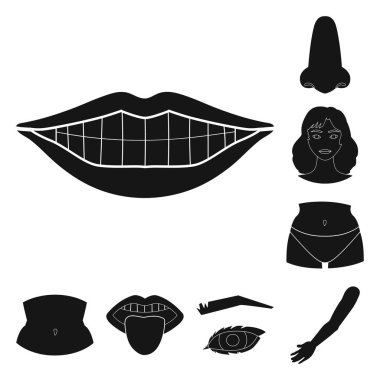 Vücut ve parçası sembol yalıtılmış nesne. Hisse senedi için vücut ve anatomi vektör simge kümesi.