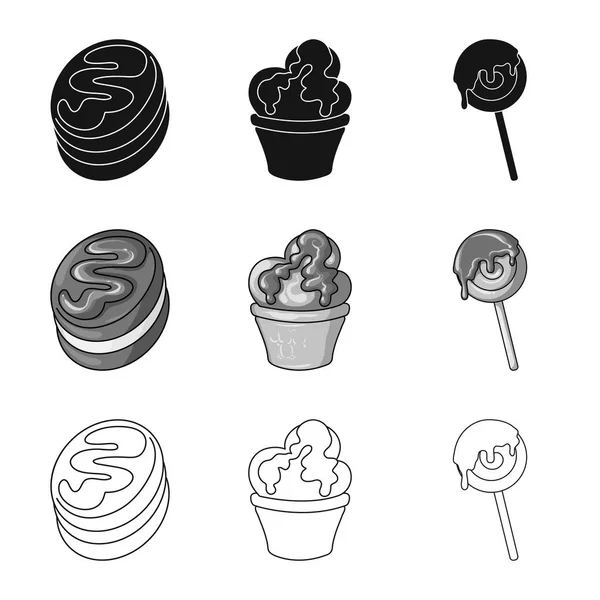 Vectorillustratie van zoetwaren en culinaire pictogram. Set van zoetwaren en product vector icoon voor voorraad. — Stockvector