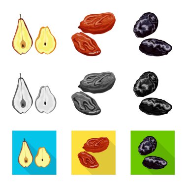 Gıda ve ham işaret yalıtılmış nesne. Gıda ve doğa hisse senedi vektör çizim seti.