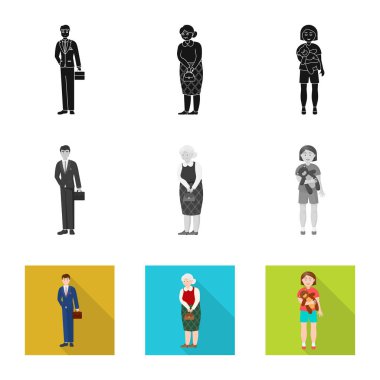 Karakter ve avatar işareti vektör tasarımı. Karakter ve portre hisse senedi vektör çizim topluluğu.