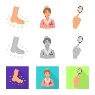 Diyet ve tedavi simge vektör Illustration. Hisse senedi için diyet ve tıp vektör simge topluluğu.