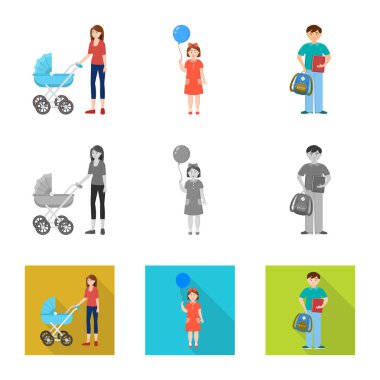 Karakter ve avatar logo yalıtılmış nesne. Karakter ve portre hisse senedi vektör çizim topluluğu.