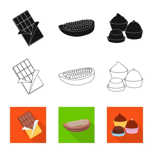 Ilustración vectorial de comida y símbolo delicioso. Conjunto de alimentos y vector marrón icono para stock . — Vector de stock
