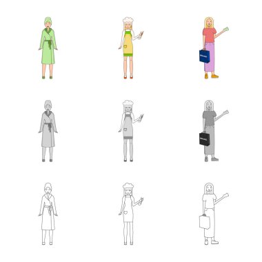 Duruş ve ruh hali simge vektör Illustration. Duruş ve kadın hisse senedi vektör çizim.