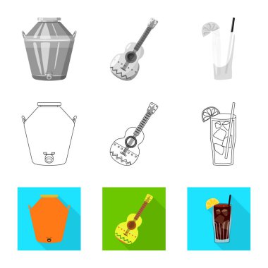 Kafe ve Latin simge vektör tasarımı. Kafe ve hisse senedi için ulusal vektör ikon koleksiyonu.