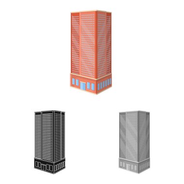 Gökdelen ve ev simgesi vektör tasarımı. Gökdelen ve konut stok vektör illüstrasyon koleksiyonu.