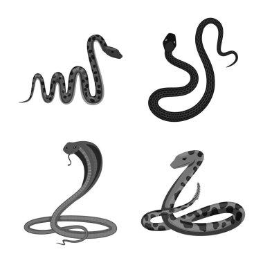 Tasarım zarar vektör ve logo ısır. Web için zarar ve sürüngen hisse senedi simgesi kümesi.