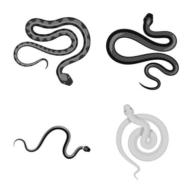 Zarar illüstrasyon vektör ve simge ısır. Hisse senedi için zarar ve sürüngen vektör simge kümesi.