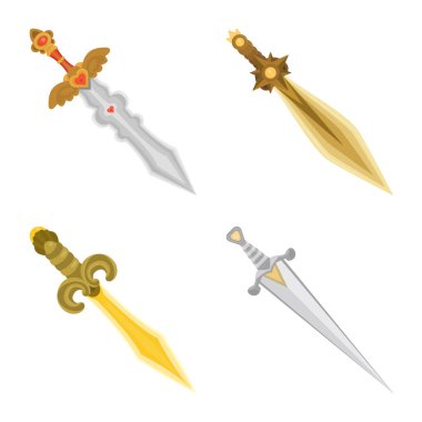 Kılıç ve hançer işareti vektör illüstrasyon. Web için kılıç ve silah stok sembolü seti.