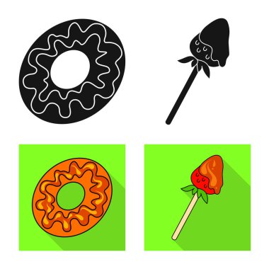 Şekerleme ve mutfak simgesi yalıtılmış nesne. Şekerlemeler ve ürün stok vektör çizim koleksiyonu.