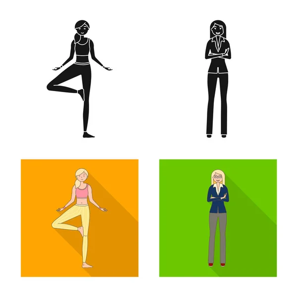 Illustration vectorielle de la posture et icône de l'humeur. Collection de la posture et du symbole de stock féminin pour la toile . — Image vectorielle